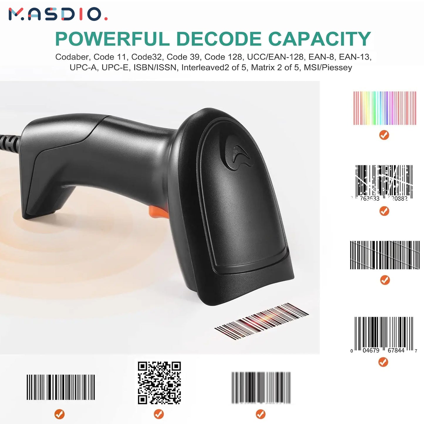 Leitor de código de barras a laser USB Masdio