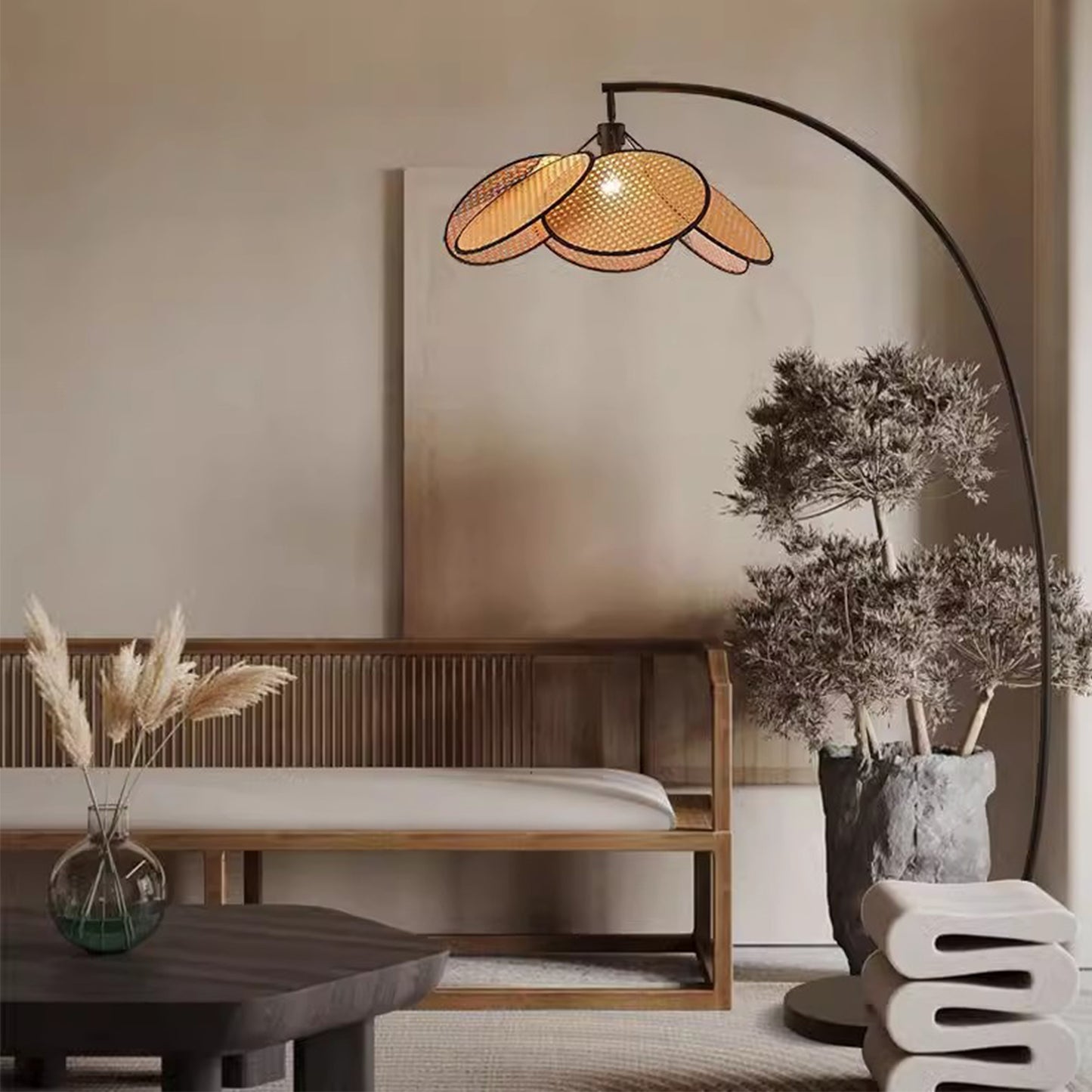 MAS-2547 Masdio Vintage Rattan Floor Lamp