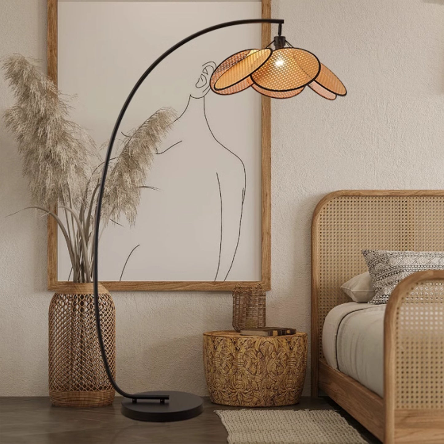 MAS-2547 Masdio Vintage Rattan Floor Lamp