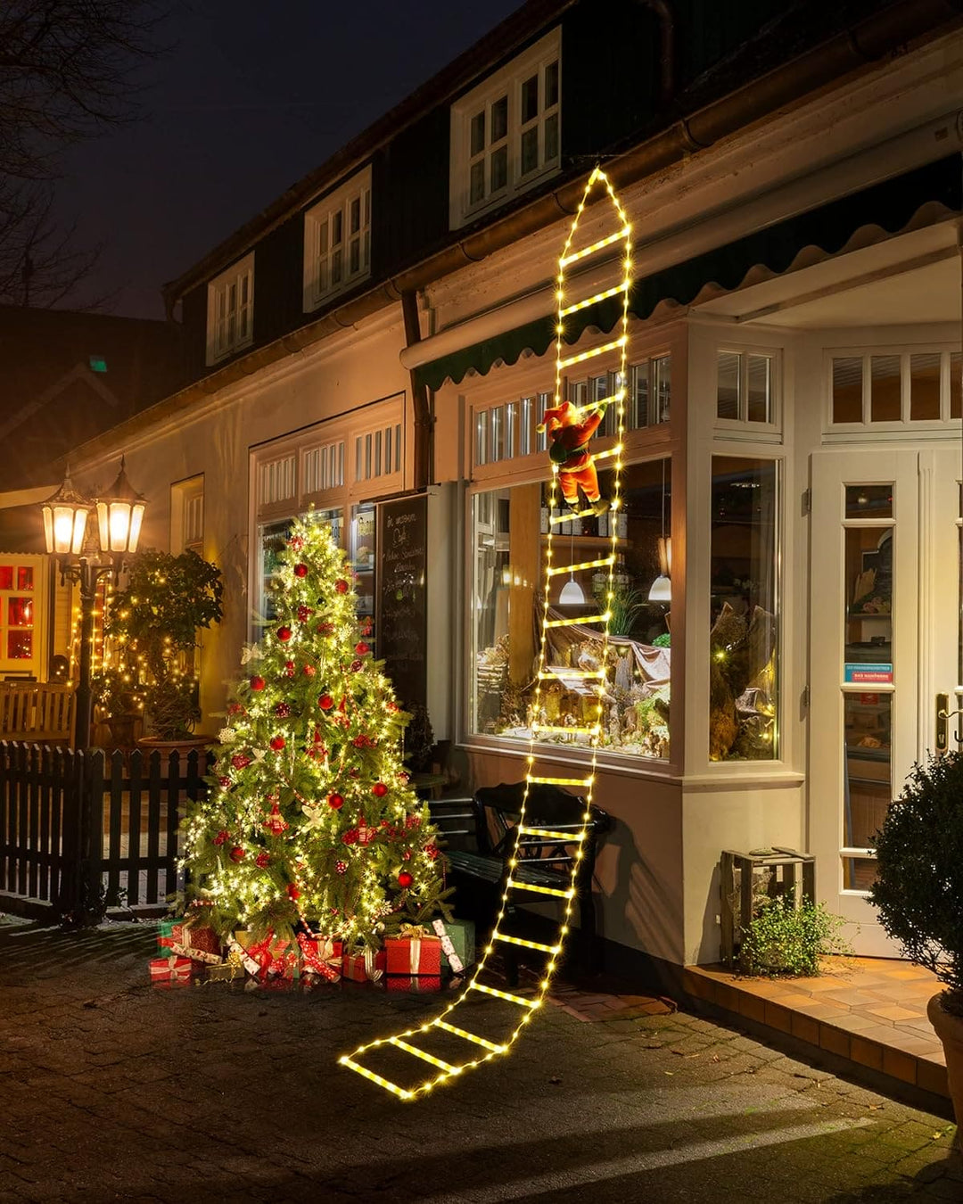 Decorative Ladder Lights with Santa Claus
