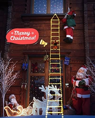 Decorative Ladder Lights with Santa Claus