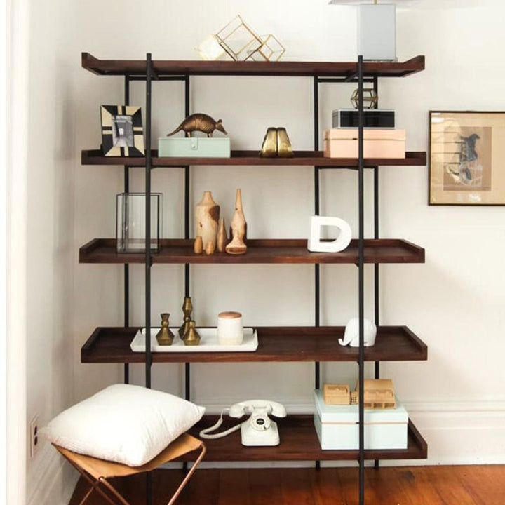 Masdio Solid Wood Display Shelf Metal frame Bookshelf