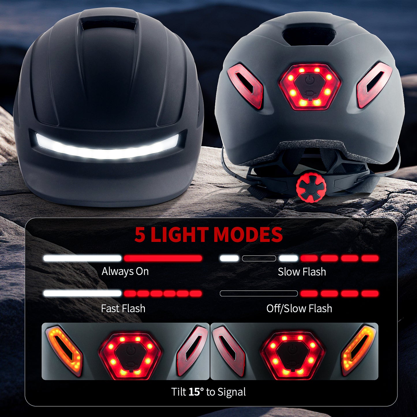 Masdio UV608 Lightweight Bicycle Helmets with LED Lights