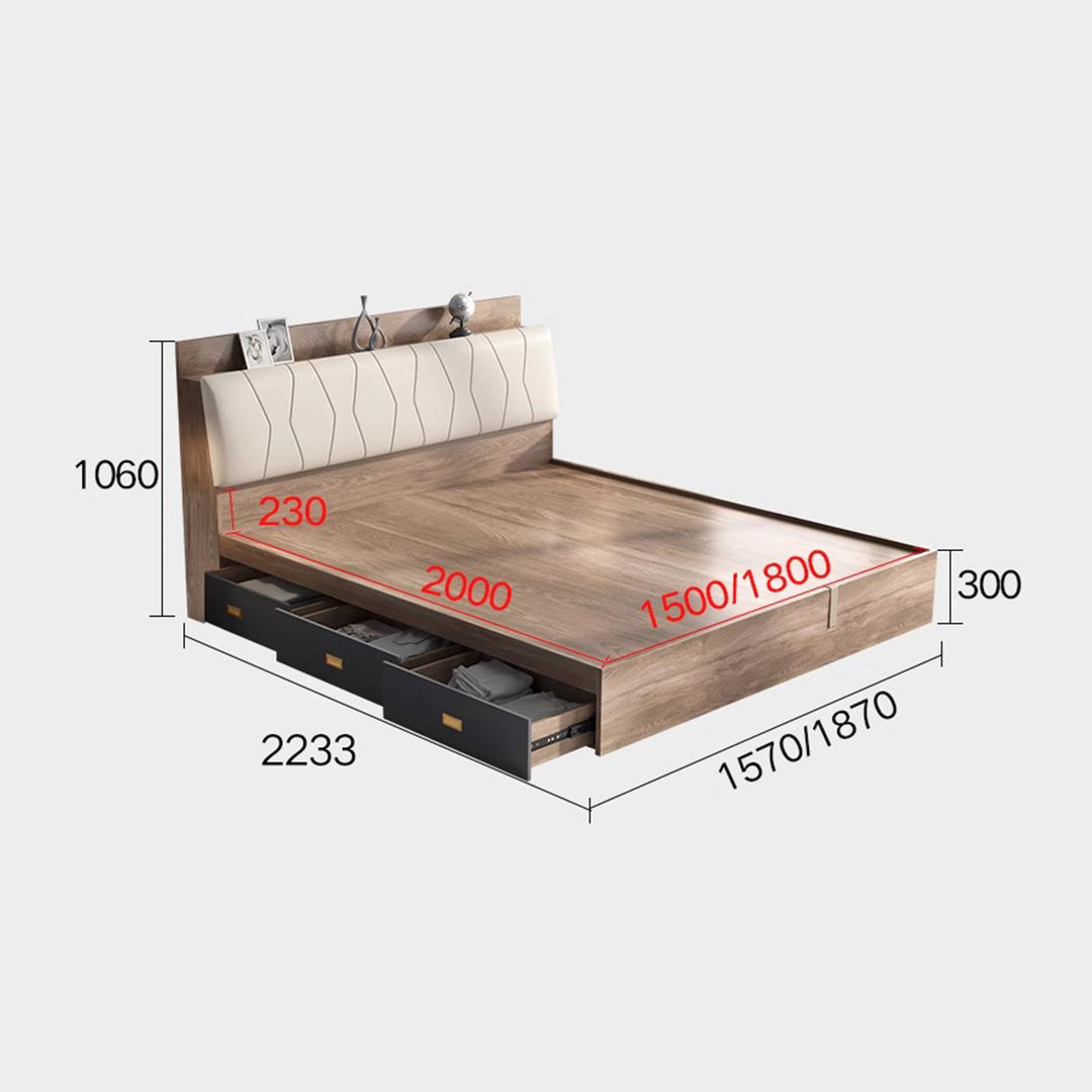 MAS-1677 Masdio Wooden Storage Bedframe