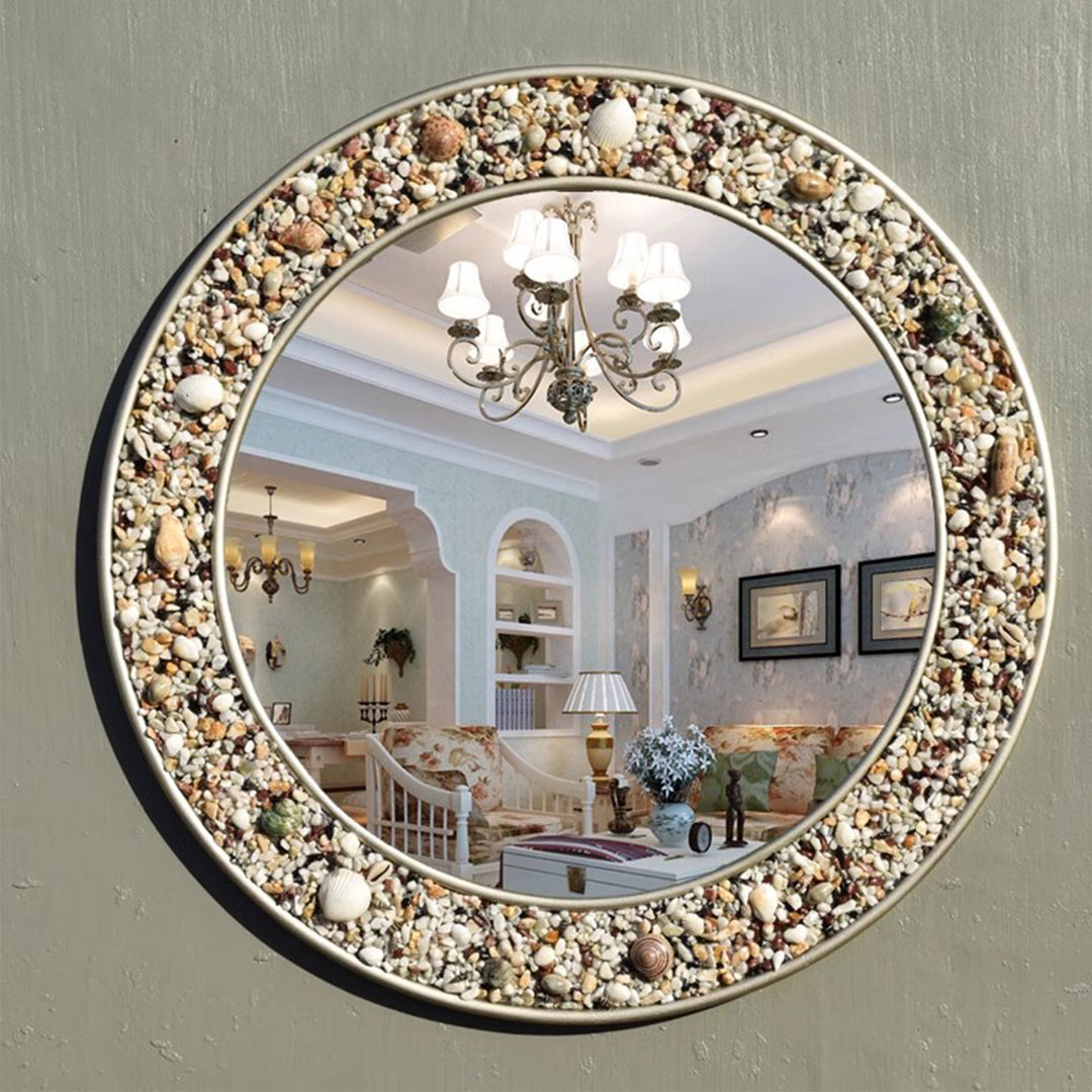 MAS-1781 Masdio Stone Pebbles Round Mirror