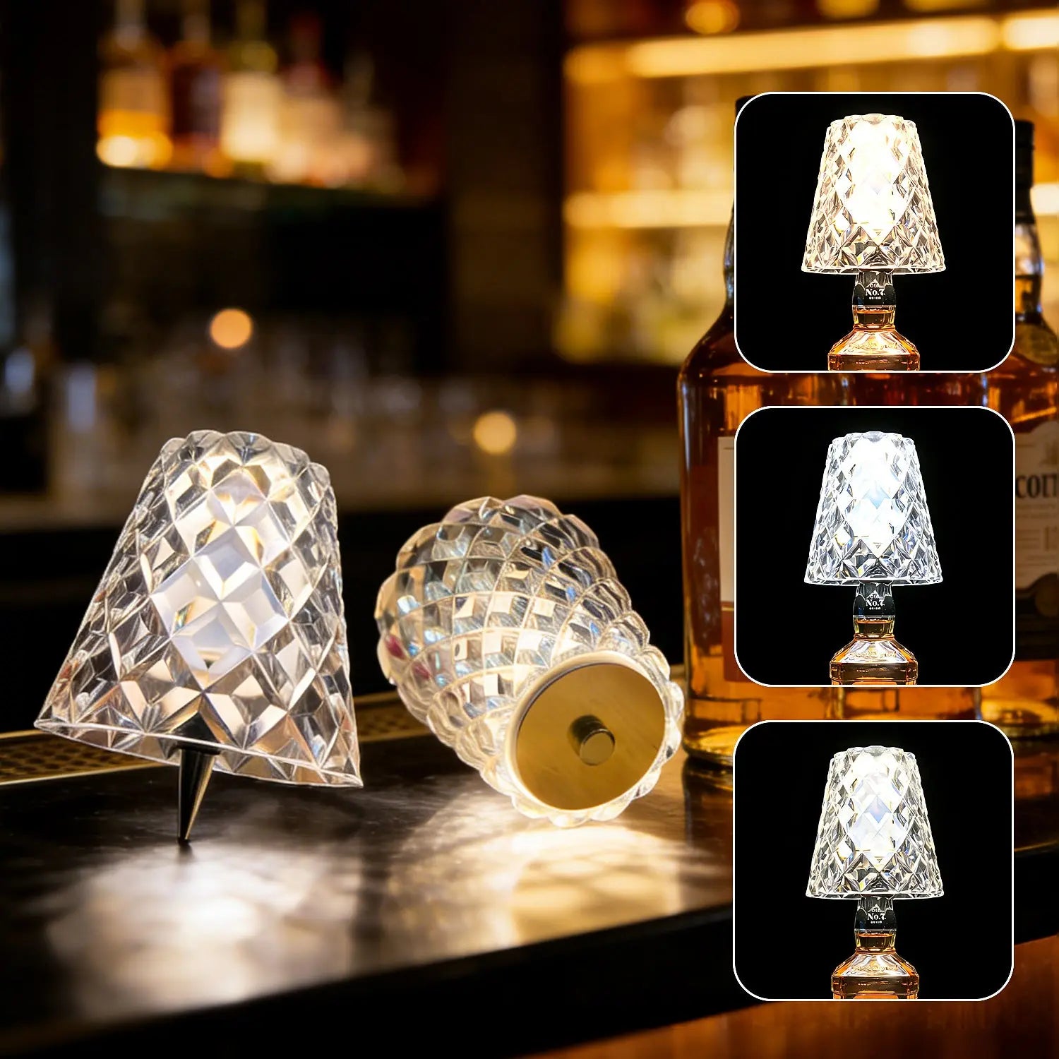 Masdio 3-Color Touch Rechargeable Wireless Bottle Lamp Masdio