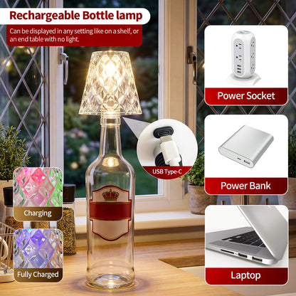 Masdio 3色タッチ充電式ワイヤレスボトルランプ