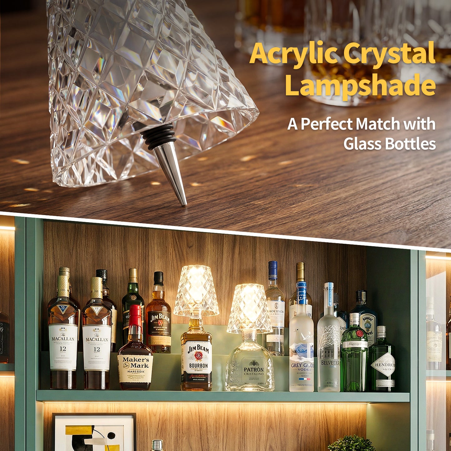 Masdio 3色タッチ充電式ワイヤレスボトルランプ