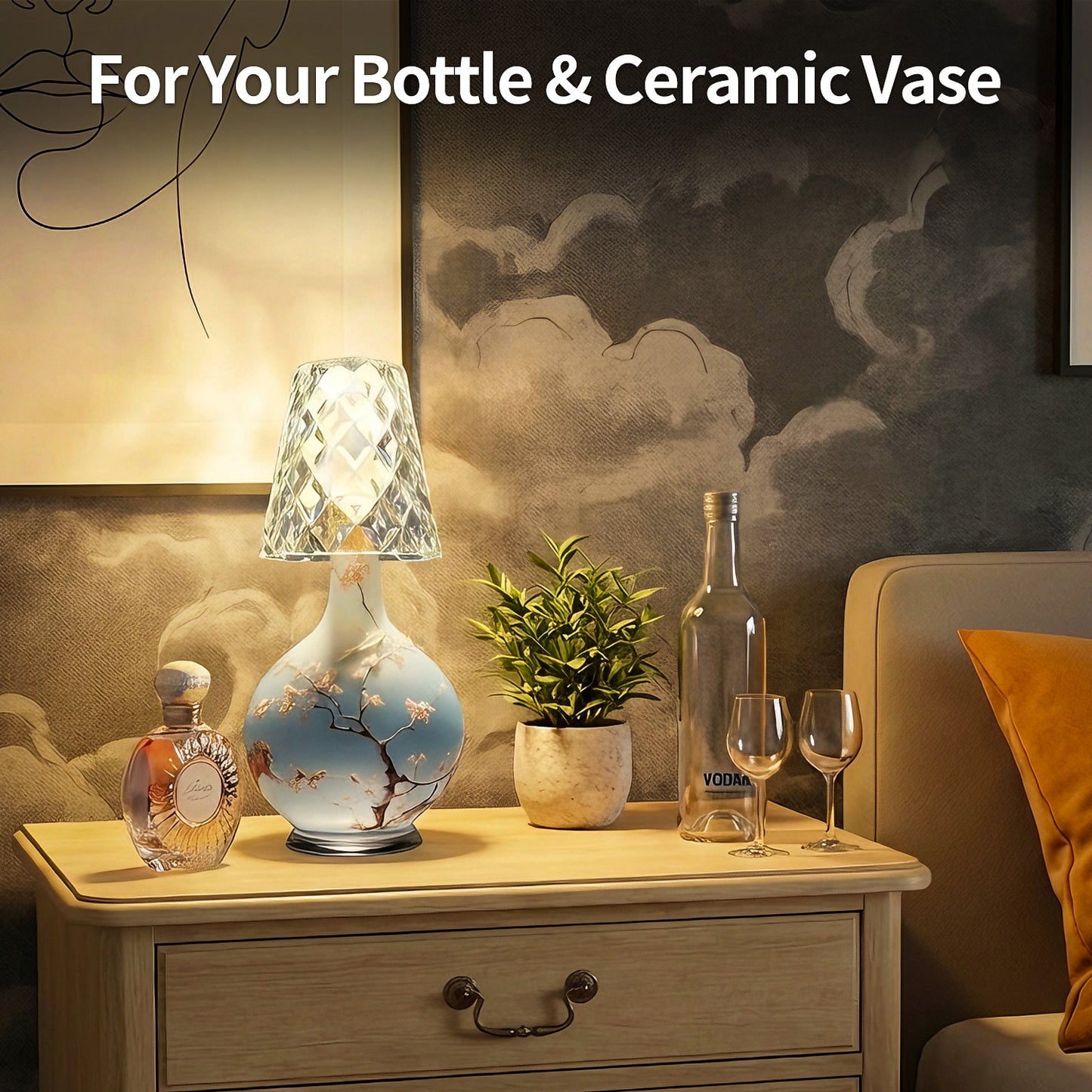 Masdio 3色タッチ充電式ワイヤレスボトルランプ