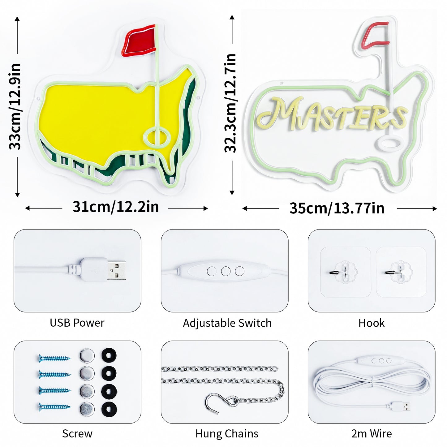 Masdio Golf Dimmable Neon Sign Wall Decor Gift