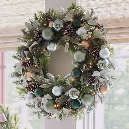 Masdio Pre-Lit Frosted Berry & Pinecone Wreath & Garland Set