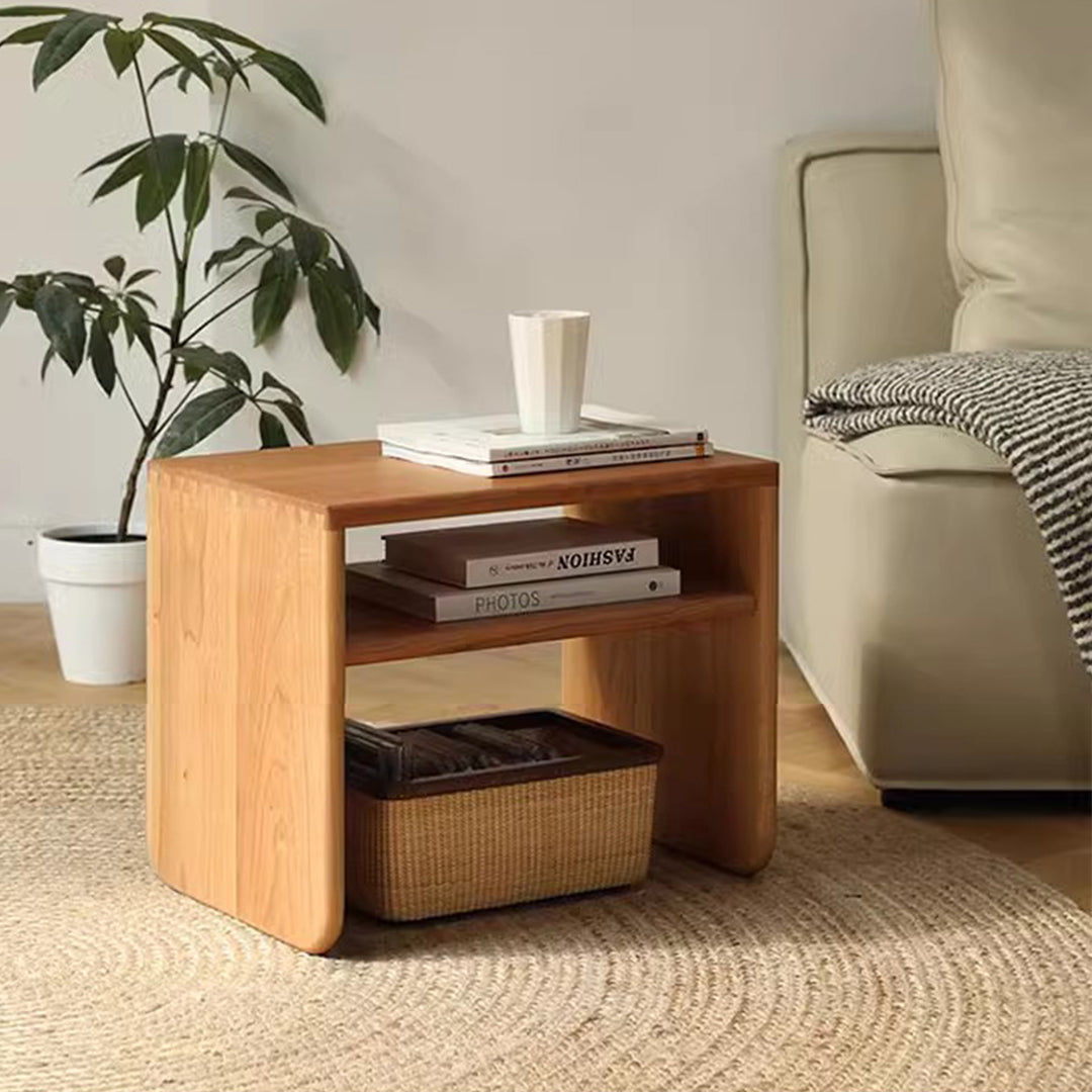 MAS-1275 Masdio Pinewood End Table with Built-In Storage