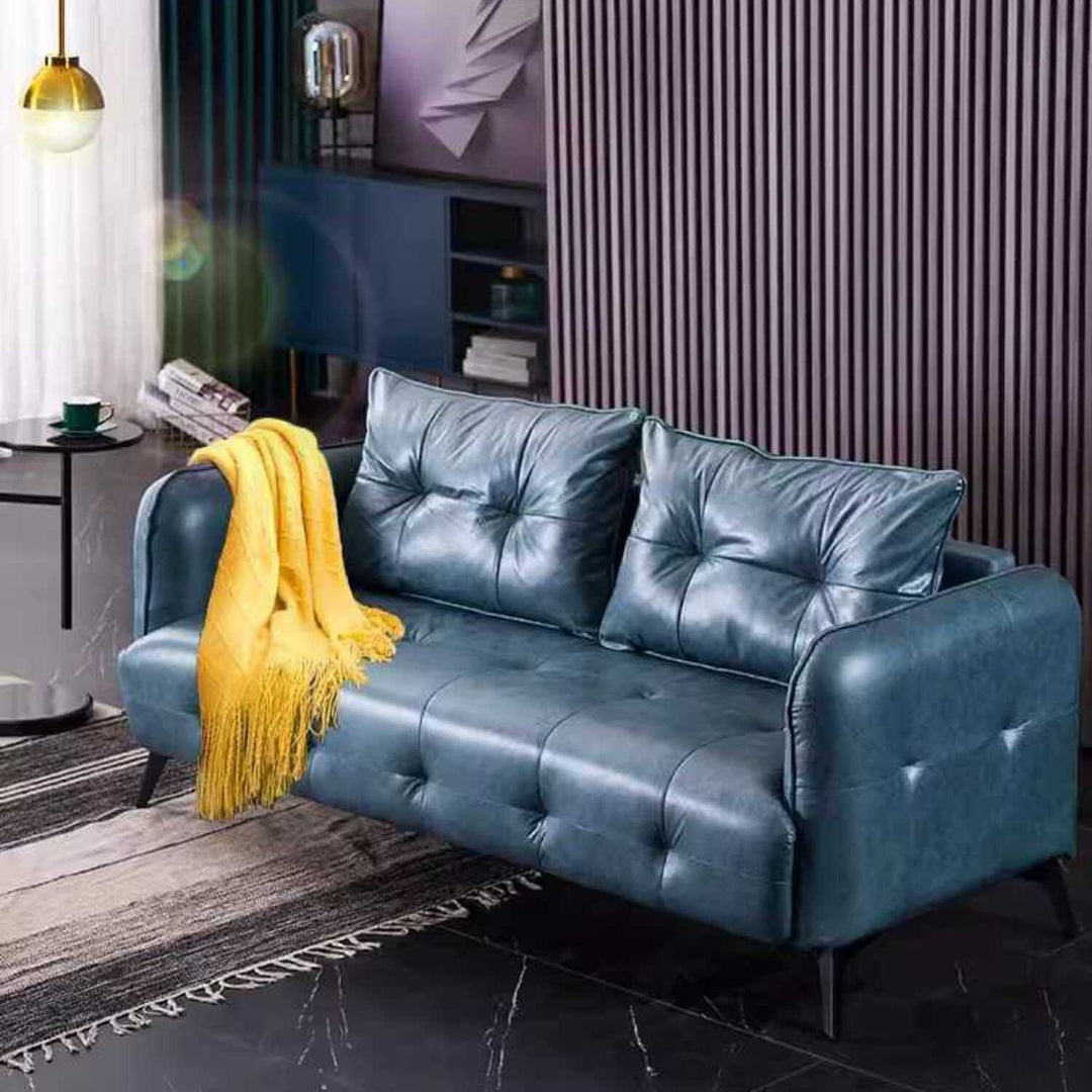 Sophisticated Faux Leather Square Arm Sofa