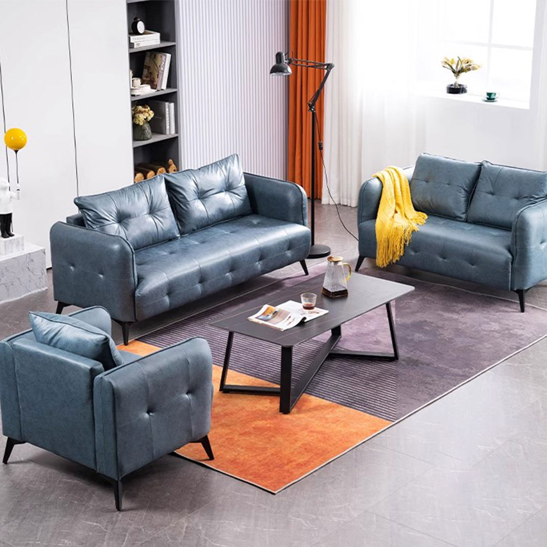 Sophisticated Faux Leather Square Arm Sofa