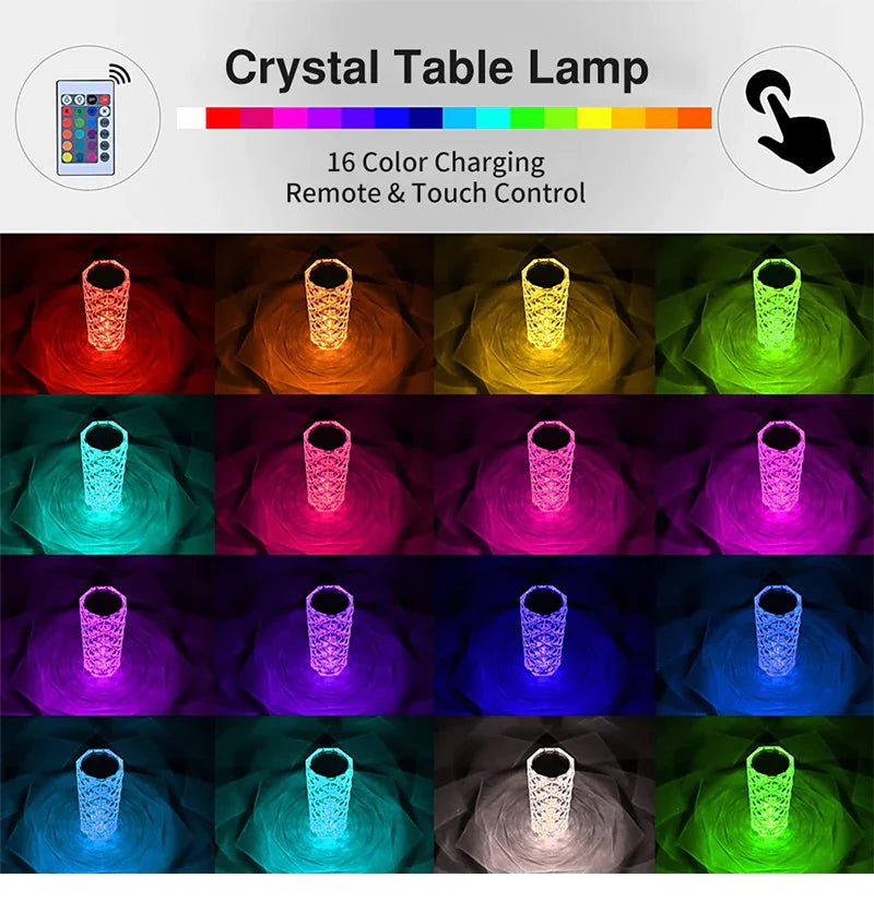 Touching Control Rose Crystal Lamp - Present Them