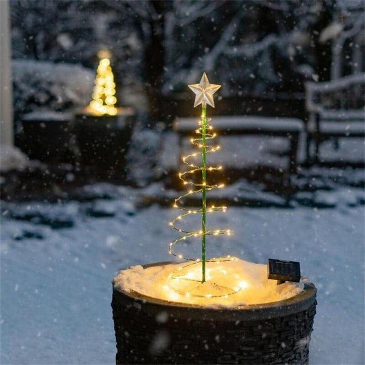 Solar Metal LED Christmas Tree pose