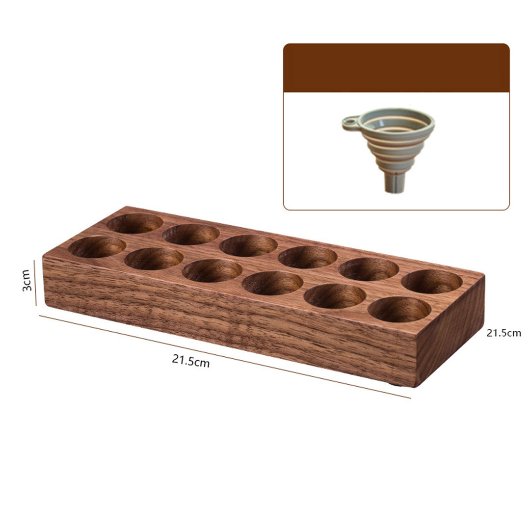 Walnut Wood Coffee Bean Canister Display Stand with High Borosilicate Glass Vials